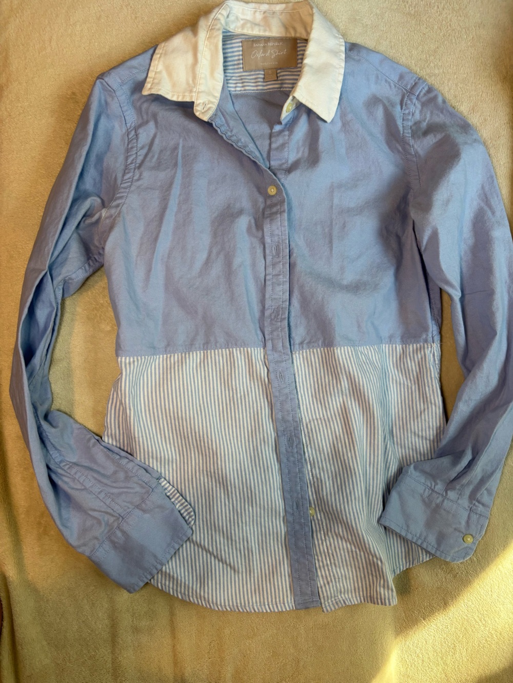 Banana Republic Light Blue and White Panel Button-Down Shirt
